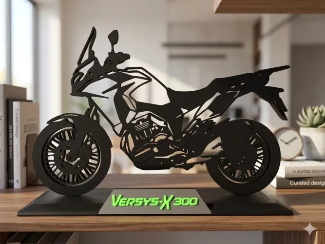 Escultura Decorativa Moto Kawasaki Versys-X 300 2017 a  2021 - Impressão 3D Premium - 19cm