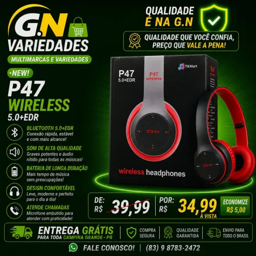 Fone de ouvido sem fio