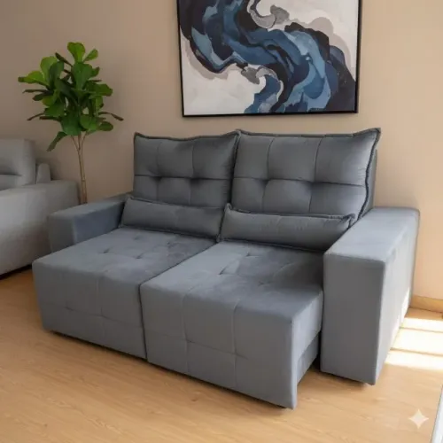 Sofá Lisboa 2,00m Cinza - O Equilíbrio Perfeito para Descanso e Trabalho