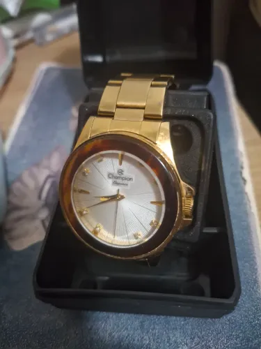 relogio champion elegance dourado aço inoxidável a prova d água