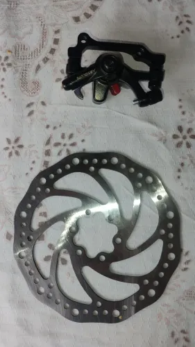 Pinça e disco freio bike