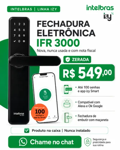 Fechadura Eletrônica Intelbras IFR 3000 | Zerada | Com Nota Fiscal