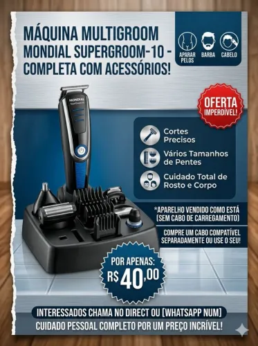 DESAPEGO: Aparador de Pelos Mondial SuperGroom-10 (Completo)