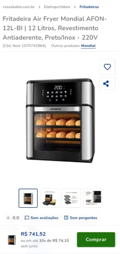Air Fryer Forno mondial Afon-12L-BI
