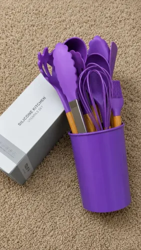 Kit de utensílios de cozinha de silicone | Cor: Roxa
