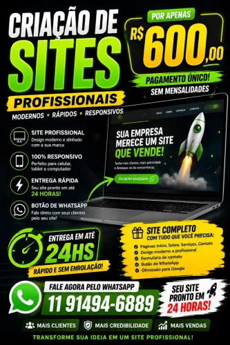 Criação de Site Profissional em 24h | R$ 600