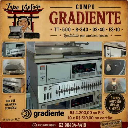 Combo Gradiente Receiver - Equalizador - Tape Deck - Toca Discos