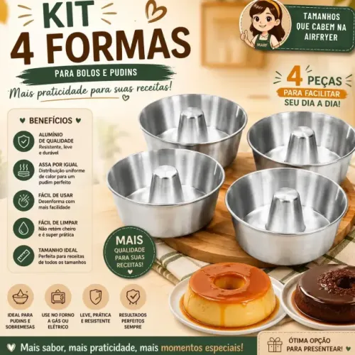 Assadeiras Redondas Formas de Bolo Pudim de Alumínio para Airfryer e Forno Tamanho 18 a 24
