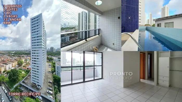 APARTAMENTO À VENDA COM 3 QUARTOS SENDO 2 SUITES BAIRRO DA TORRE-RECIFE/PE