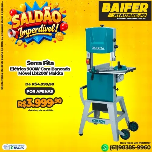 Serra Fita 900W Com Bancada Móvel Lb1200f Makita