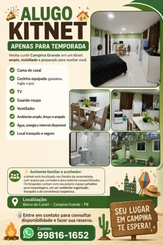 ALUGO KITNET APENAS PARA TEMPORADA