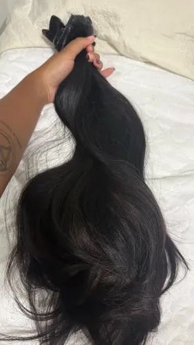 Mega Hair Fita Adesiva 55cm 170g - Cabelo Humano Brasileiro Castanho Escuro