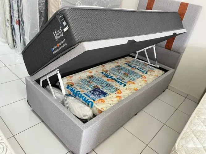 Cama Box Baú Nova Marca Mannes Solteiro Colchão Molas Ensacadas Suporte 150 Kg!