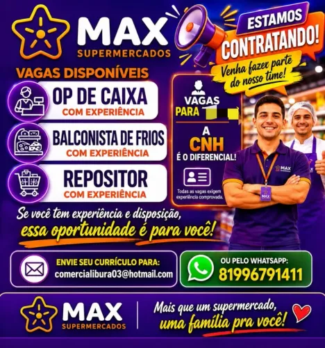  Operador(a) de Caixa | Repositor | Balconista de Frios - Com Experiência