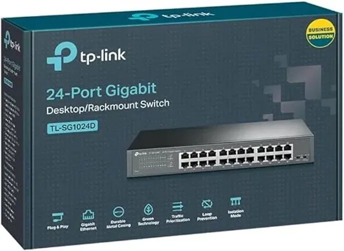 Switch Gigabit de Mesa ou Rack TP-Link TL-SG1024D de 24 Portas