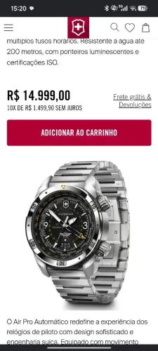 Relógio masculino victorinox