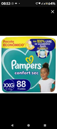 Fraldas Pampers short 5 pacotes