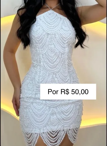 Vestido Branco de pedraria