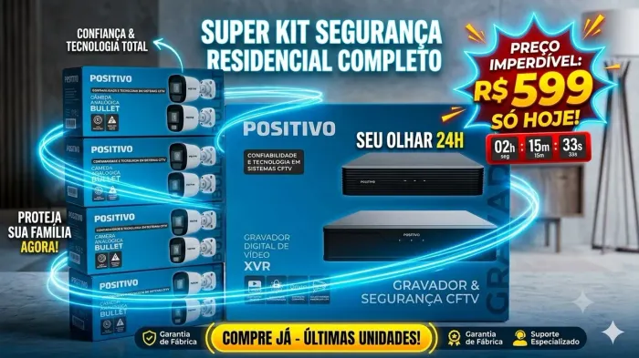 Kit de câmeras com gravador e 4 câmeras novas e extensão para mais duas