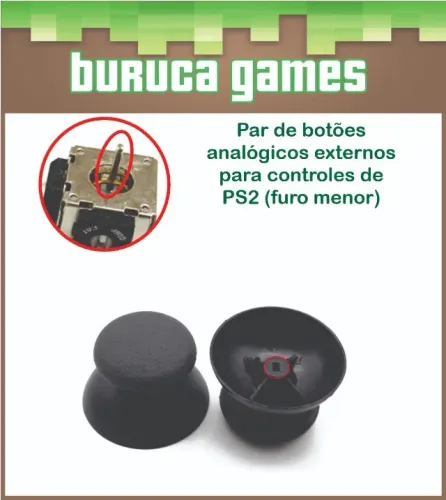 Par de Botões Analógicos para Controle de PS2 e PS3 (Furo menor)