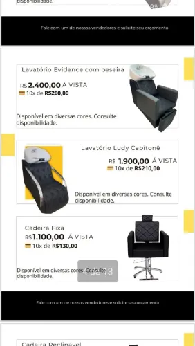 Maca Curvada, Reta , Lavatorio , Cadeira Fixa Hidráulica e reclinável e Reclinável 
