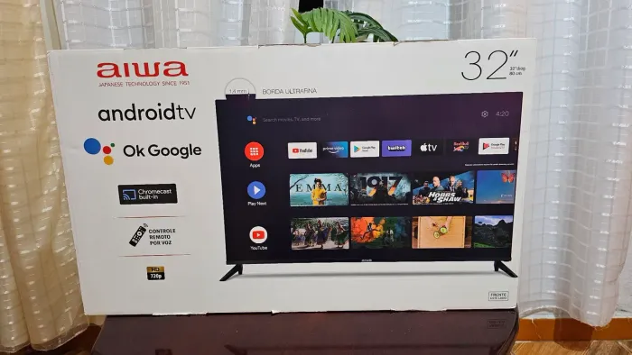 Smart TV Aiwa 32" Android TV HD, Lacrada na Caixa