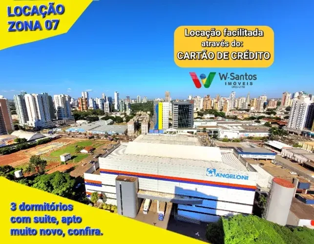 Lindo apto para locação zona 7 ao lado Ageloni 3 domit semi mobiliado