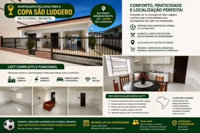 HOSPEDAGEM PARA A COPA SÃO LUDGERO DE FUTEBOL DE BASE