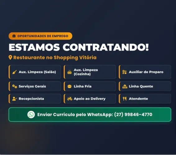 Oportunidade Vagas Restaurante