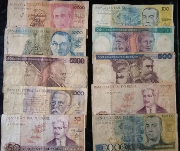 Cedulas de notas antigas, Cruzeiros e Cruzados 