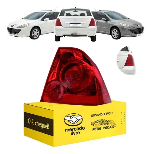Lanterna Traseira Peugeot 307 Sedan 2007 08 09 10 11 2012 Ld Direito/passageiro Vermelho