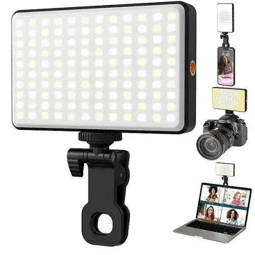 Iluminador LED Luz de Preenchimento Branco e RGB Recarregável 6.5W, Preto - Oberon
