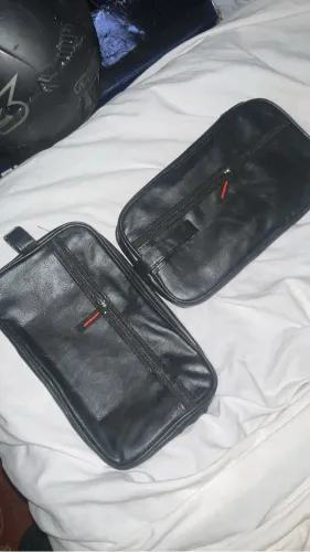 Bolsa Necessaire De Couro Masculina Preta