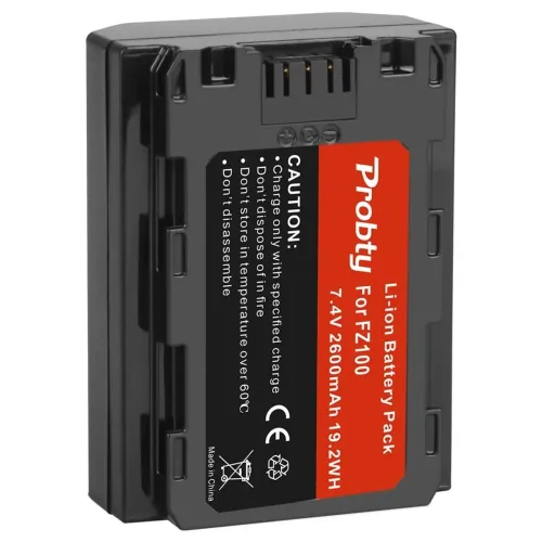 2 Baterias Probty 2600 Mah Fz100 + Carregador Duplo Sony Fx30 A7Iv A7v A6700  Zve-10 Mk Ii