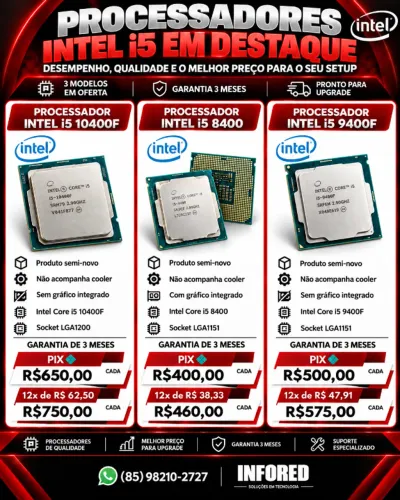 Processadores Intel i5 em Destaque  