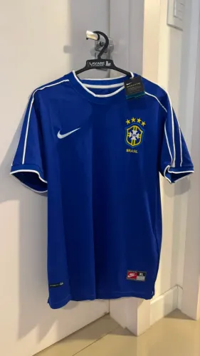 Camisa Seleção Brasileira Retrô Azul Copa 1998