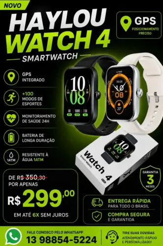 HAYLOU/XIAOMI WATCH 4 COM GPS PRONTA ENTREGa