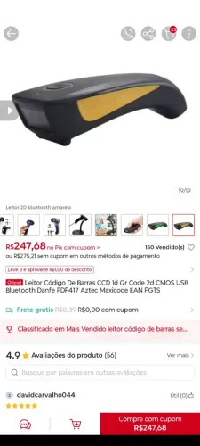 Leitor scanner de código bluetooth & 2.4G 1d 2d
