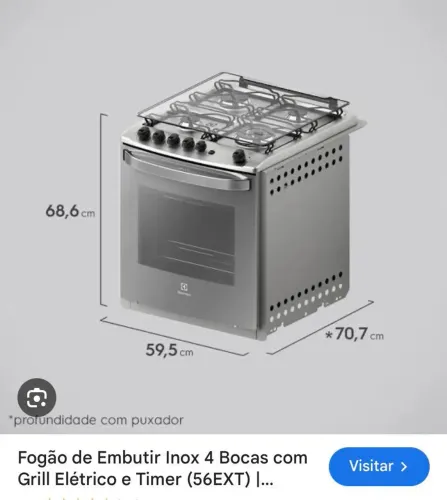 Fogão Electrolux 4 bocas de embutir