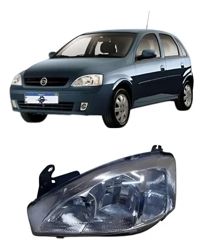 Farol Esquerdo Corsa Montana 2003-2007 Cromado Lente Raiada Esquerdo/motorista