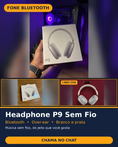 Fone de Ouvido Bluetooth P9 Sem Fio Headphone
