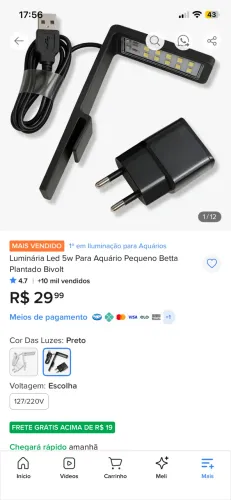 Luminária pra aquário