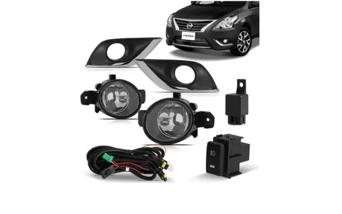 Kit Farol Milha Neblina Moldura Cromada Versa 2015 2016 2017