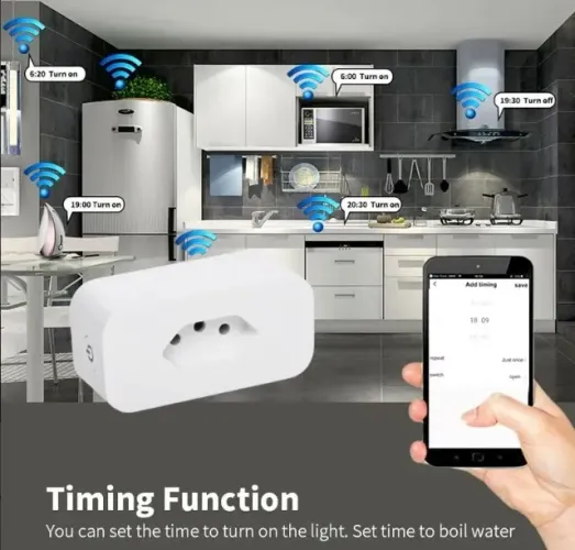 Tomada Wifi Bivolt 16a Medidor De Consumo Alexa Google Arduino Automação COD-AM503 