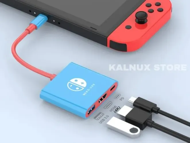 Adaptador Hub 3 em 1 Tipo-C, Docking TV Station para Nintendo Switch, PC, Mac, Smartphone