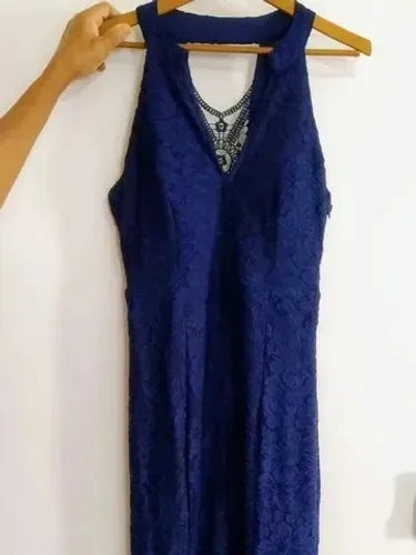 Vestido de festa longo azul escuro