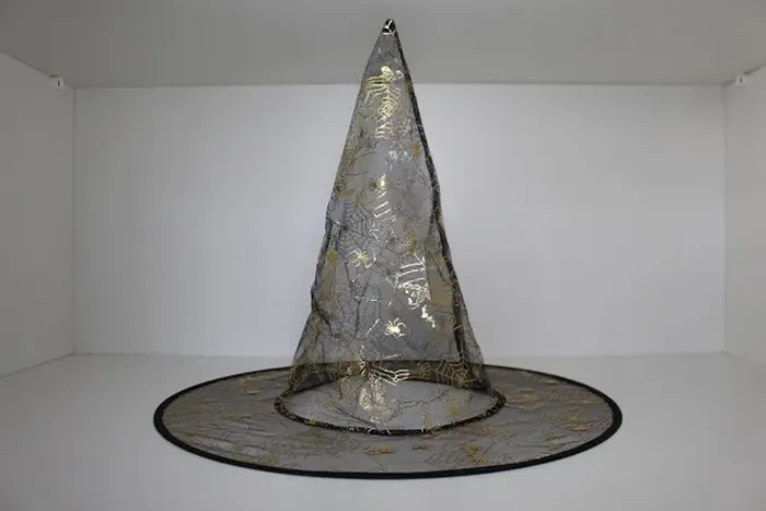 Chapéu Bruxa - Estampa Preta com Dourado