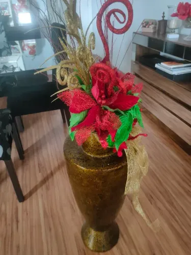 Vaso decorativo cerâmica com arranjos 