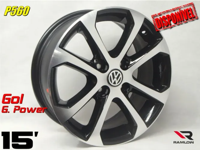 Roda aro 15 Volkswagen Gol Power preta com diamantado 4x100 jogo