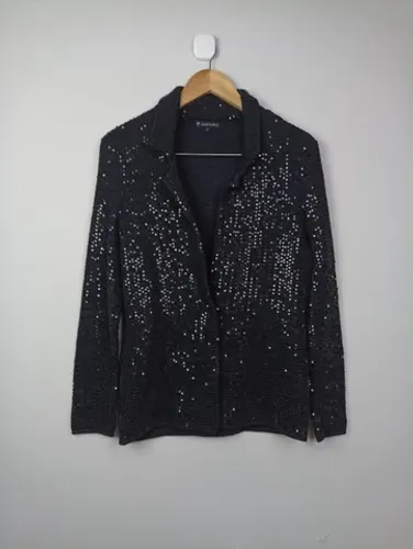Blazer De Lã C/ Lantejoulas Le Lis Blanc Preto